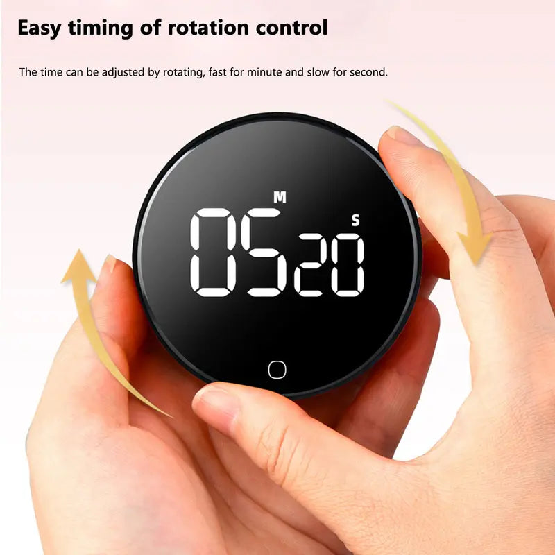 Circular Timer showing how to increment the time of the countdown. To change the seconds rotate the clock slowly and to change the minutes rotate it faster.